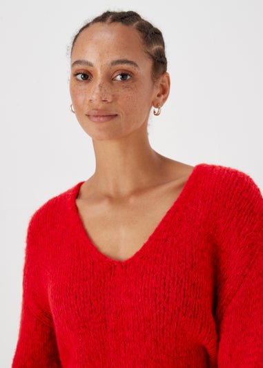 Papaya Petite Red V-Neck Jumper