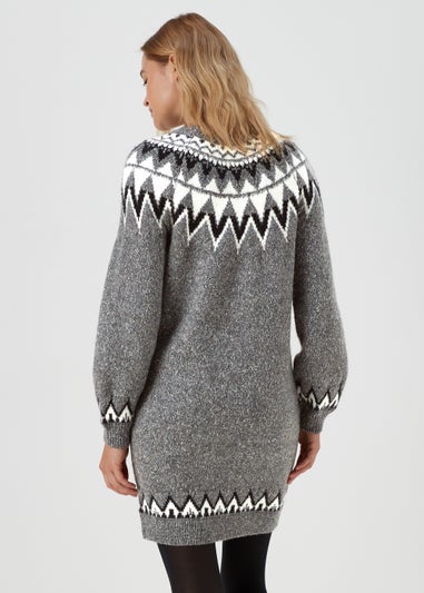 Papaya Petite Charcoal Fair Isle Sparkle Tunic Dress