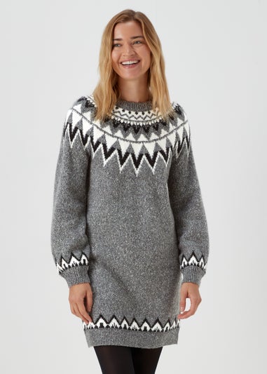 Papaya Petite Charcoal Fair Isle Sparkle Tunic Dress