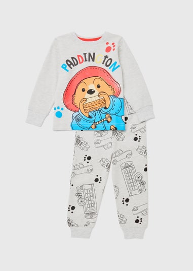 Kids Grey Paddington Print Long Sleeve Pyjama Set (9mths-5yrs)