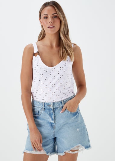 White Broderie Ring Vest Top