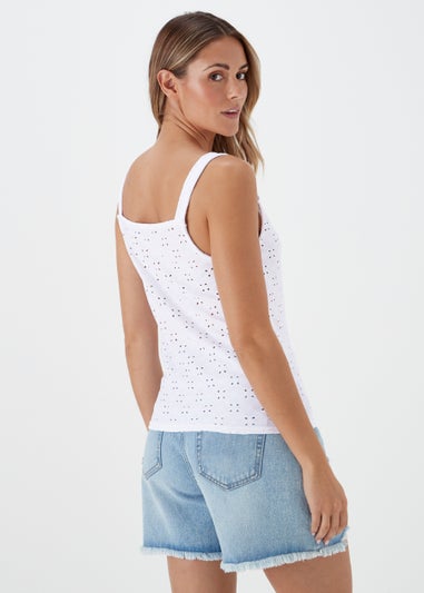 White Broderie Ring Vest Top