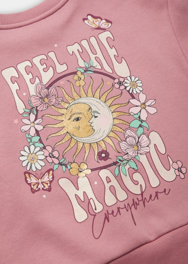 Girls Mauve Feel the Magic Sweatshirt (4-15yrs)