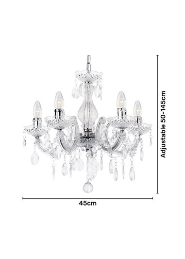 Inlight Charlotte Chrome 5LT Ceiling Fitting (145cm x 45cm x 45cm)