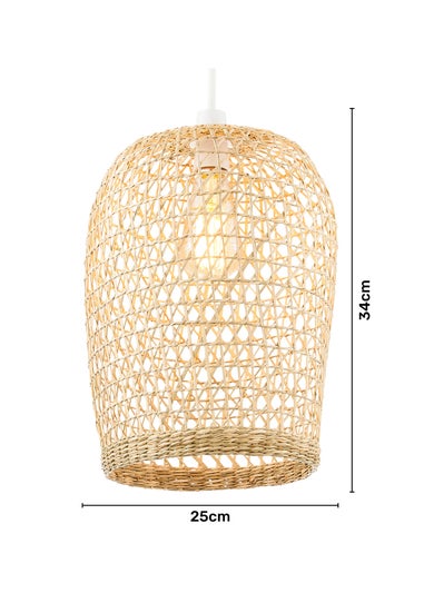 BHS Woven Natural Rattan Easy Fit Shade (34cm x 25cm x 25cm)