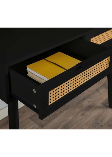Lloyd Pascal Raffia Desk with 2 Drawers Black