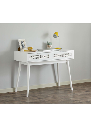 Lloyd Pascal Raffia Desk with 2 Drawers White