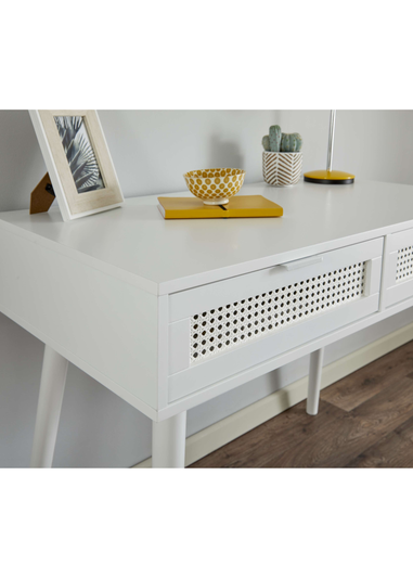 Lloyd Pascal Raffia Desk with 2 Drawers White