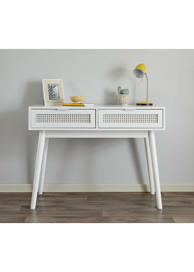 Lloyd Pascal Raffia Desk with 2 Drawers White