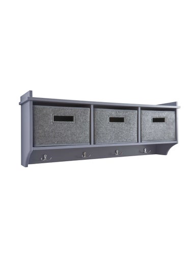 Lloyd Pascal Moor Wall Storage Unit Grey with 3 x felt baskets