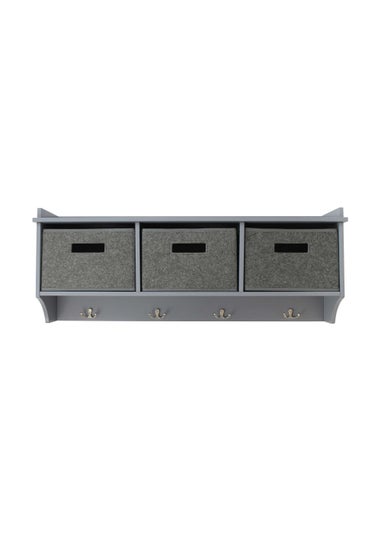 Lloyd Pascal Moor Wall Storage Unit Grey with 3 x felt baskets