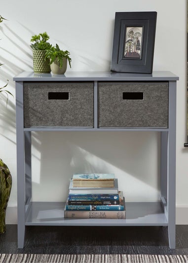 Lloyd Pascal Moor Console Grey with 2 Felt Drawers and Bottom Shelf