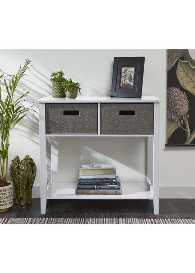 Lloyd Pascal Moor Console White with 2 Felt Drawers and Bottom Shelf
