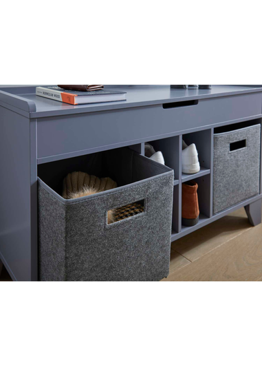 Lloyd Pascal Moor Hallway Storage Ottoman Grey with 2 x Felt Baskets