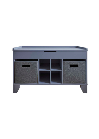 Lloyd Pascal Moor Hallway Storage Ottoman Grey with 2 x Felt Baskets