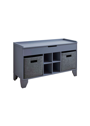 Lloyd Pascal Moor Hallway Storage Ottoman Grey with 2 x Felt Baskets