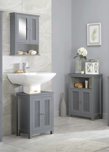 Lloyd Pascal Raffia Under Basin Sink Cabinet Grey