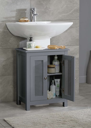 Lloyd Pascal Raffia Under Basin Sink Cabinet Grey