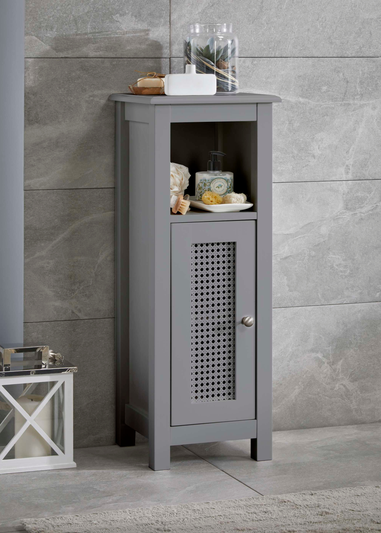 Lloyd Pascal Raffia Single Door Cabinet Grey