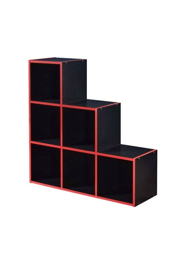 Lloyd Pascal 6 Stepped Cube Storage Unit in Black and Red