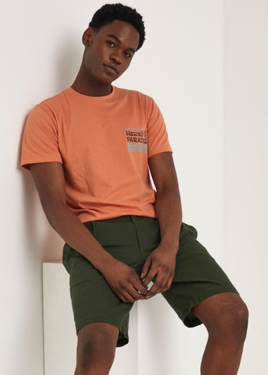 Green Linen Blend Shorts