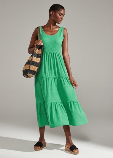 Green Tiered Midi Dress