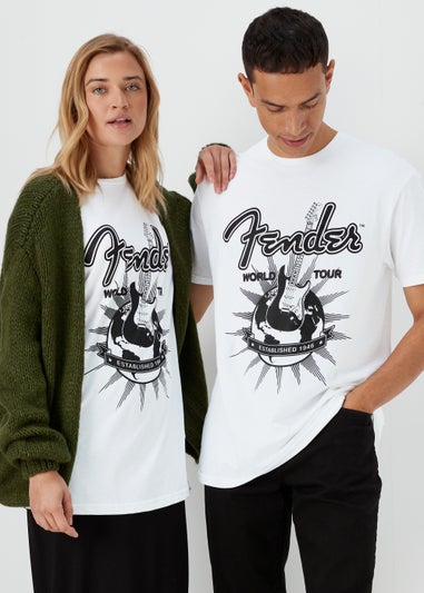 White Fender Print T-Shirt