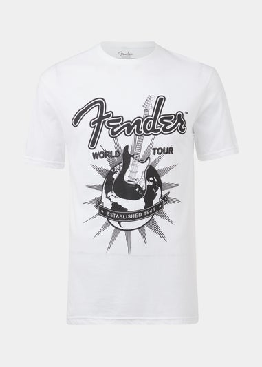 White Fender Print T-Shirt