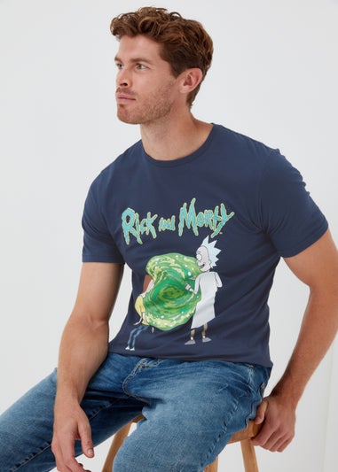 Navy Rick & Morty Print T-Shirt