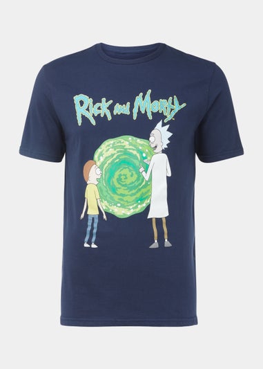 Navy Rick & Morty Print T-Shirt