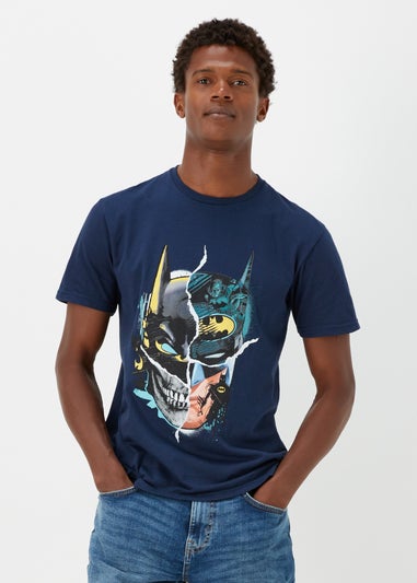 Navy Batman Mask Print T-Shirt