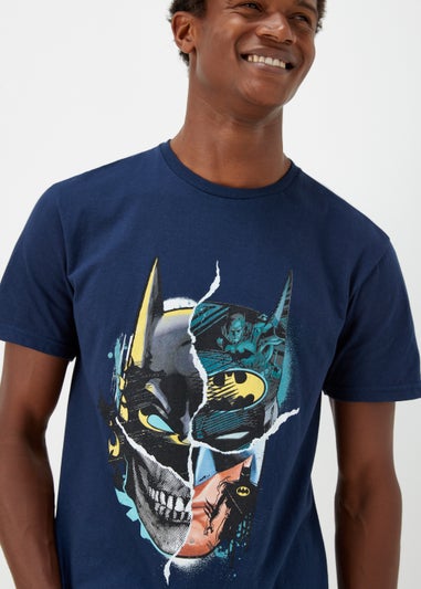 Navy Batman Mask Print T-Shirt