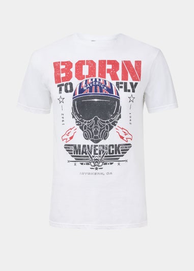 White Top Gun Print T-Shirt