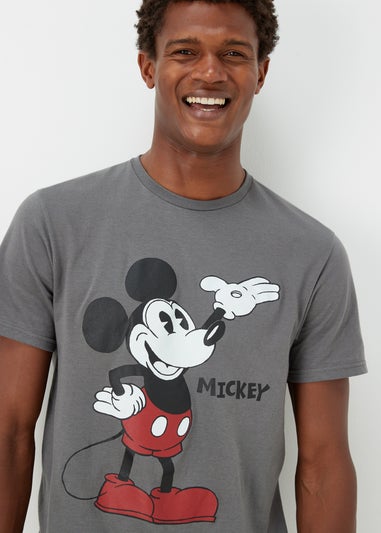 Charcoal Mickey Mouse Print T-Shirt