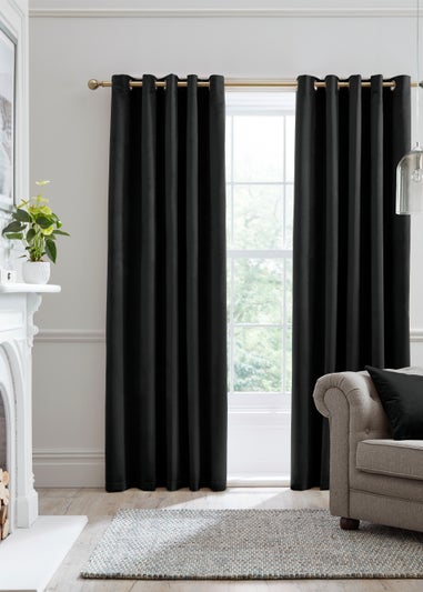 Laurence Llewelyn-Bowen Montrose Velvet Blackout Black Eyelet Curtains