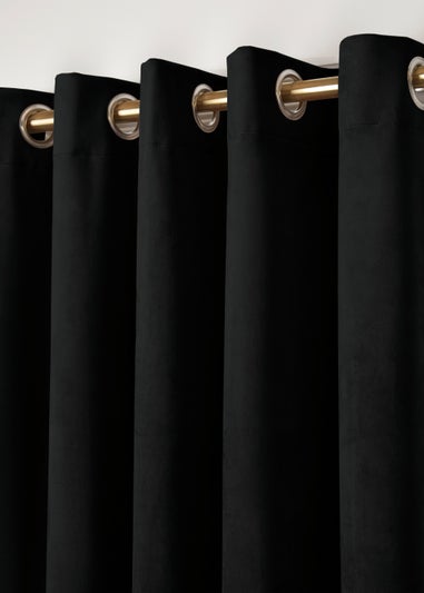 Laurence Llewelyn-Bowen Montrose Velvet Blackout Black Eyelet Curtains