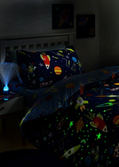 Bedlam Supersonic Glow in the Dark Blue Duvet Cover Set