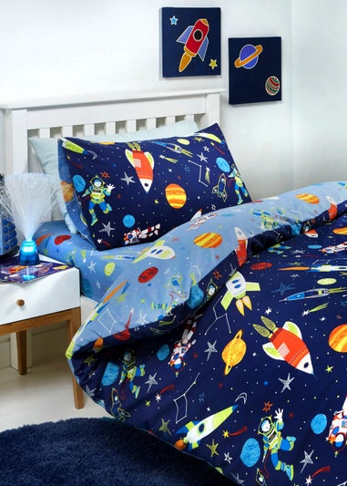 Bedlam Supersonic Glow in the Dark Blue Duvet Cover Set