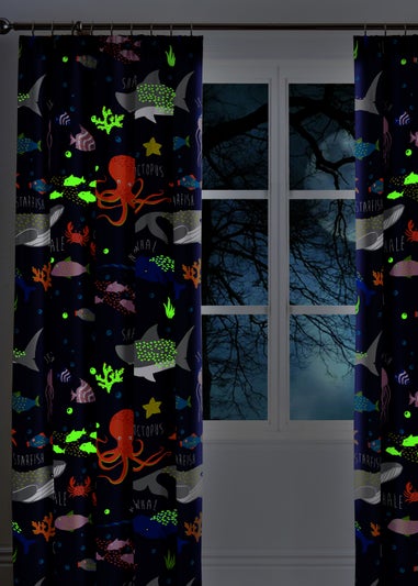Bedlam Sea Life Pencil Pleat Curtains