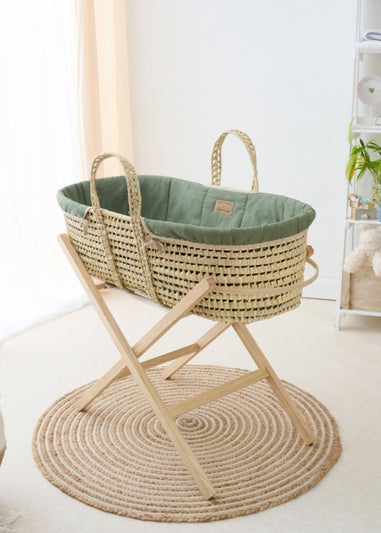 Clair de Lune Forest Green Organic Palm Moses Basket