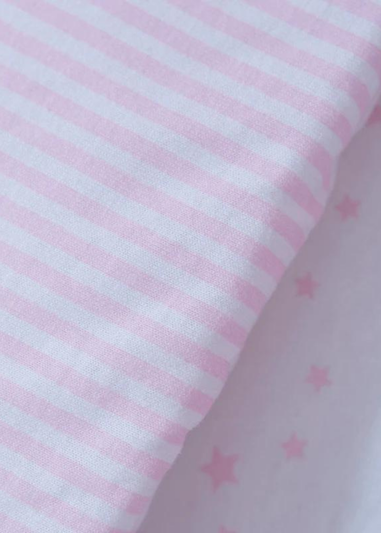 Clair de Lune Pink Stars & Stripes Cot Bed Quilt & Bumper Bedding Set