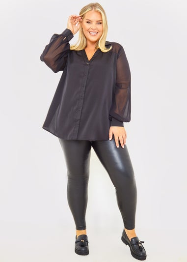 In The Style Jess Millichamp Black Mesh Panel Shirt