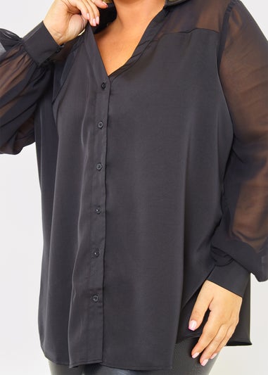 In The Style Jess Millichamp Black Mesh Panel Shirt