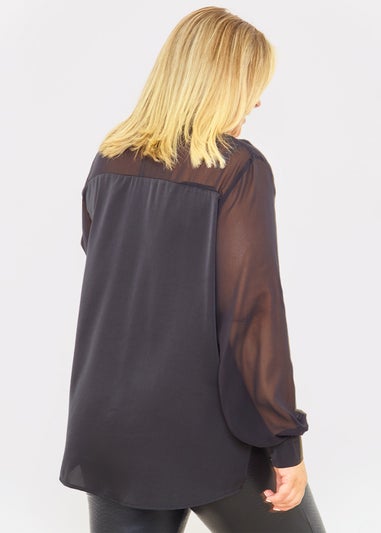 In The Style Jess Millichamp Black Mesh Panel Shirt