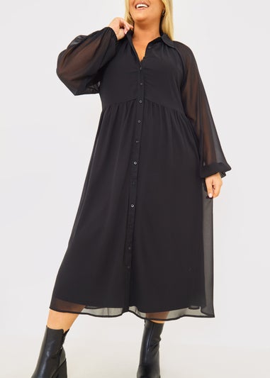 In the Style Jess Millichamp Black Tiered Midi Dress - Matalan