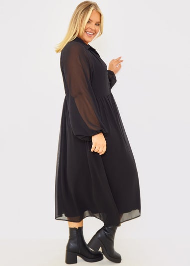 In the Style Jess Millichamp Black Tiered Midi Dress