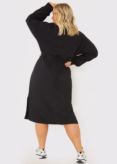 In the Style Jac Jossa Black Belted Midi Dress