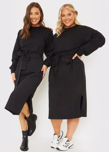 In the Style Jac Jossa Black Belted Midi Dress