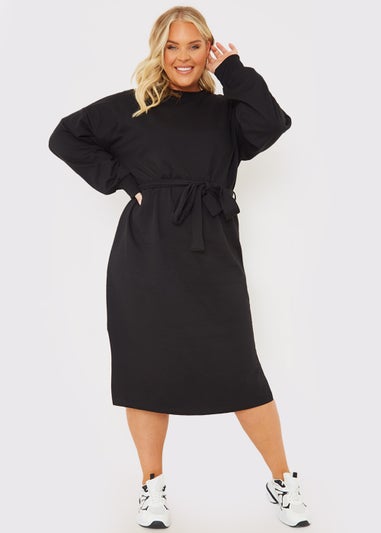 In the Style Jac Jossa Black Belted Midi Dress