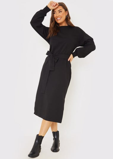 In the Style Jac Jossa Black Belted Midi Dress